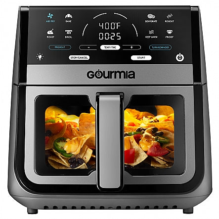 Gourmia GAF836GRY 8-Quart Digital Window Air Fryer w/ 8 One-Touch Cooking Functions